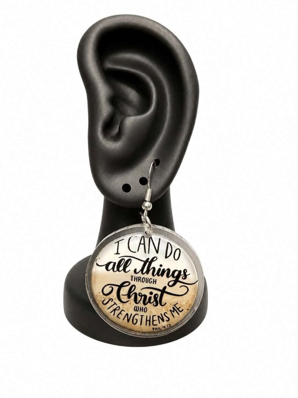 Philippians 4 13 Inspirational Dangle Earrings
